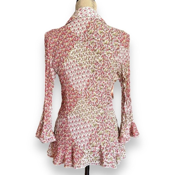 Vintage Floral Ruffle Blouse Size M - Picture 3 of 5